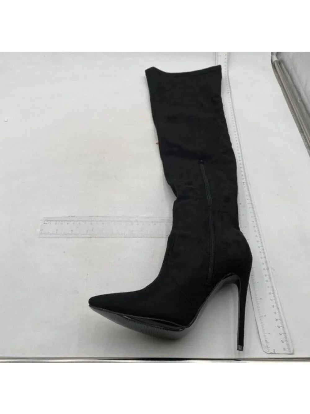 Women Sexy Pointed Toe Thigh High Boots Ladies Over the Knee Boots Black Shoes